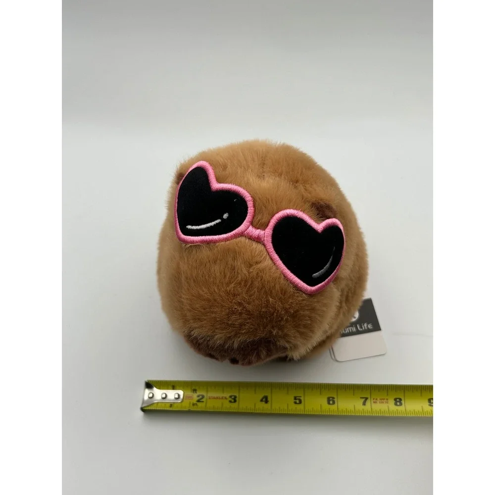 Rumi Life Capybara Plush Pink‎ Heart Sunglasses Brown Stuffed Animal NWT